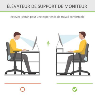 Réhausseur écran - support de moniteur - tiroir, niche - bois de bambou verni