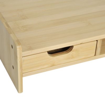 Réhausseur écran - support de moniteur - tiroir, niche - bois de bambou verni