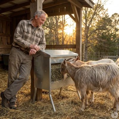 Râtelier extérieur GAUN 1 m pour moutons et chèvres avec toit
