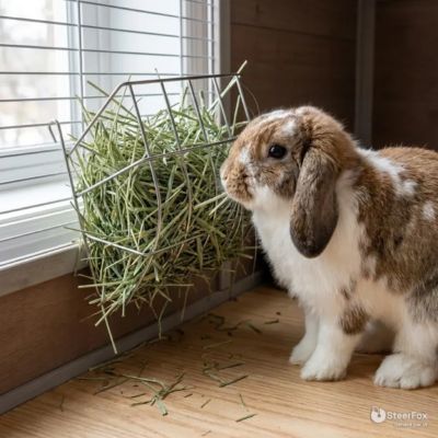Râtelier à foin pour lapins en acier inoxydable OLBA - 20 cm