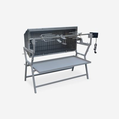 Rôtissoire électrique inclinable -  Mathurin Inox - Tournebroche. barbecue au charbon de bois à moteur pour grillades réceptions