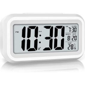 Réveil de voyage numérique affichage LED silencieux pour enfants et adultes calendrier de température veilleuse avec fonction
