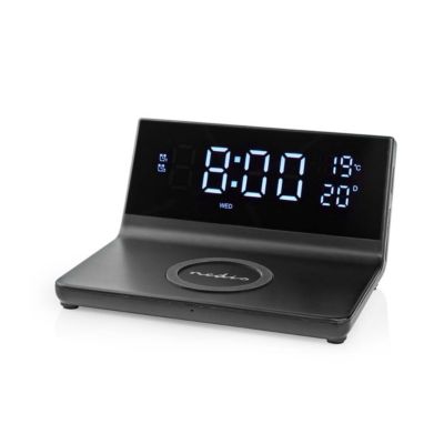 Réveil et Chargeur Sans Fil USB Noir NEDIS