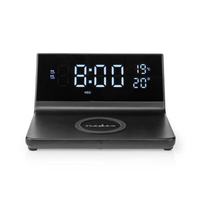 Réveil et Chargeur Sans Fil USB Noir NEDIS