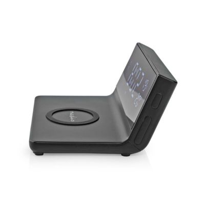 Réveil et Chargeur Sans Fil USB Noir NEDIS