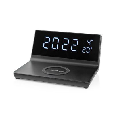 Réveil et Chargeur Sans Fil USB Noir NEDIS