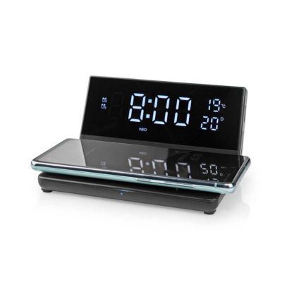 Réveil et Chargeur Sans Fil USB Noir NEDIS