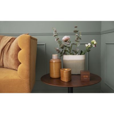 Réveil LED multifonction rectangulaire en bois sombre Marron, L. 16.7 x l. 2 x H. 7 cm, BLOCK