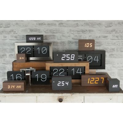 Réveil LED multifonction rectangulaire en bois sombre Marron, L. 16.7 x l. 2 x H. 7 cm, BLOCK