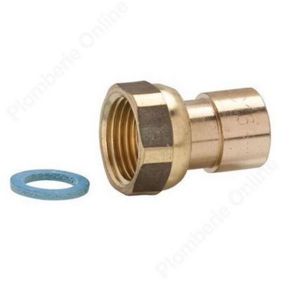 Raccord à souder femelle pour gaz naturel + écrou 15x21 (DN 1/2) + joint pour ø14 mm