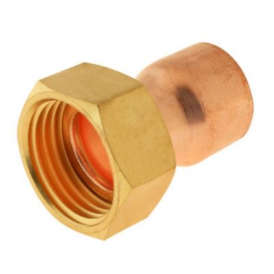 Raccord collet battu cuivre droit à souder sur tube cuivre Ø16 - sortie écrou tournant femelle 15/21 (1/2"), lot de 2