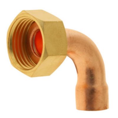 Raccord cuivre coudé à souder sur tube cuivre Ø12 - sortie écrou tournant femelle 15/21 (1/2"), lot de 2