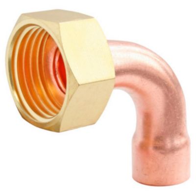 Raccord cuivre coudé à souder sur tube cuivre Ø16 - sortie écrou tournant femelle 15/21 (1/2"), lot de 2