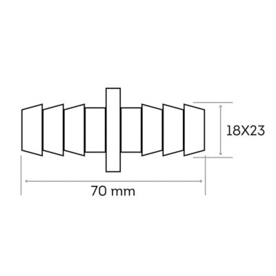 Raccord de jonction pour raccord ou allongement de tuyaux de machine 18x23 ou 18x25 mm