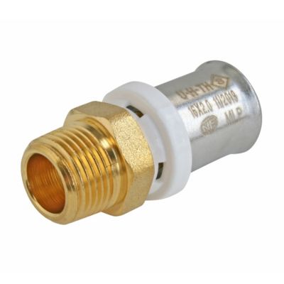 Raccord droit à sertir pour tube Multicouche Ø16 - droit mâle 12/17 (3/8")