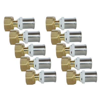 Raccord droit à sertir tube multicouche Ø16 mm femelle 1/2 Somatherm for you 10 pièces