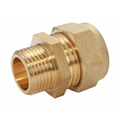 Raccord Laiton 1/2" NPT Femelle X 1/2" G Mâle - Adaptateur Tuyau Hexagonal, Avec Joint Et PTFE, Couleur Or