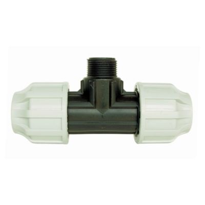 Raccord plastique Té Mâle 1  au centre pour tube PE diam 32 mm - Somatherm For You
