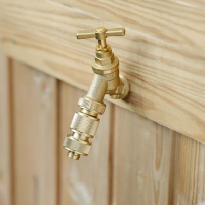 Raccord rapide laiton Aquastop or et gris 15mm GoodHome