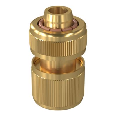 Raccord rapide laiton Aquastop or et marron 15mm GoodHome
