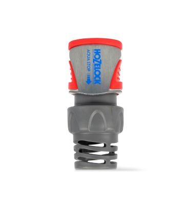 Raccord stop 19mm Hozelock en métal gris et rouge