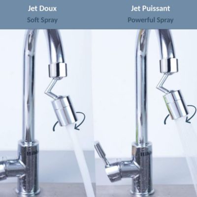 Raccordeur de Robinet FISHTEC Orientable 360 2 Jets Différents