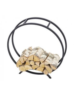 Rack à bûches rond NIRI en acier noir avec pieds 80 cm