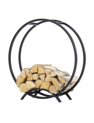 Rack à bûches rond NIRI en acier noir avec pieds 80 cm