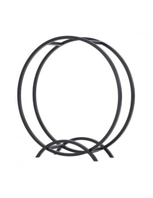Rack à bûches rond NIRI en acier noir avec pieds 80 cm
