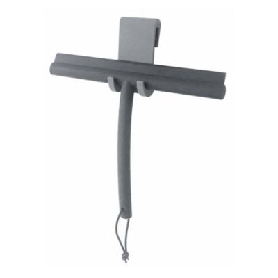 Raclette de douche en acier inoxydable avec poignée, crochet, revêtement en silicone sans soudure, anthracite