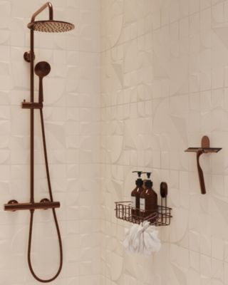 Raclette de douche + support cuivré Cavally GoodHome