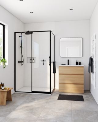 Raclette de douche + support noir Cavally GoodHome