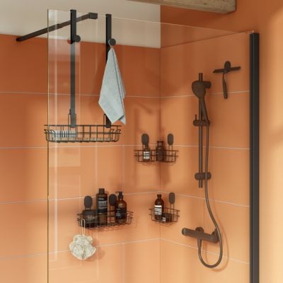 Raclette de douche + support noir Cavally GoodHome
