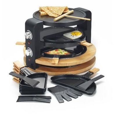 Raclette - KITCHEN CHEF - Rond 8 Personnes - 1500W - Finition Bois