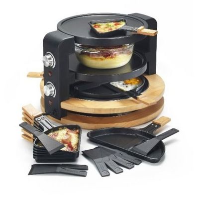Raclette - KITCHEN CHEF - Rond 8 Personnes - 1500W - Finition Bois