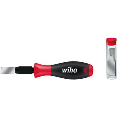 Racloir universel Wiha 26920, lame 13 mm, poignée ergonomique SoftFinish, set avec 10 lames de rechange