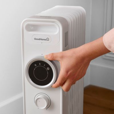 Radiateur à bain d'huile 1500 W, pour 15 m², blanc, l.27 x P.24 x H.64 cm, GoodHome Tekapo NY1507-24M