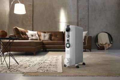 Radiateur à bain d'huile 1500 W, pour 15 m², blanc, l.39,2 x P.16 x H.65 cm, Delonghi Radia S TRRS0715