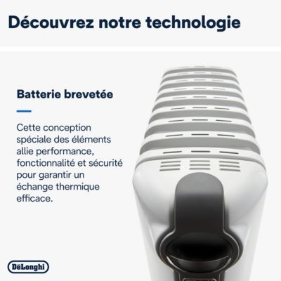Radiateur à bain d'huile 1500 W, pour 15 m², blanc, l.39,2 x P.16 x H.65 cm, Delonghi Radia S TRRS0715