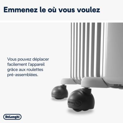 Radiateur à bain d'huile 1500 W, pour 15 m², blanc, l.39,2 x P.16 x H.65 cm, Delonghi Radia S TRRS0715