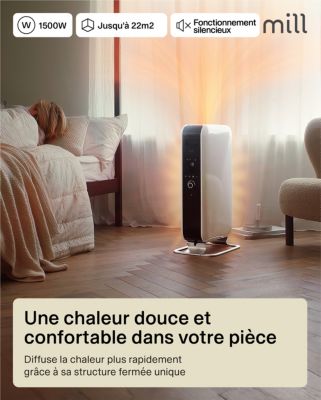 Radiateur à bain d'huile 1500 W, pour 22 m², blanc, l.34 x P.26 x H.66 cm, Mill Air 1500W AB-H1500DN