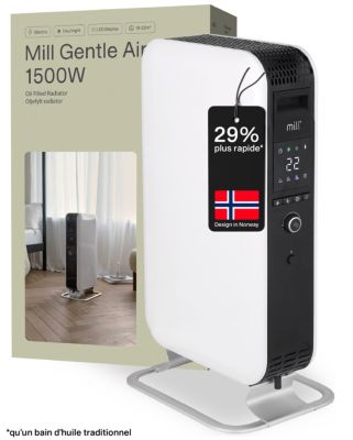 Radiateur à bain d'huile 1500 W, pour 22 m², blanc, l.34 x P.26 x H.66 cm, Mill Air 1500W AB-H1500DN