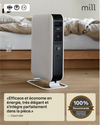 Radiateur à bain d'huile 1500 W, pour 22 m², blanc, l.34 x P.26 x H.66 cm, Mill Air 1500W AB-H1500DN