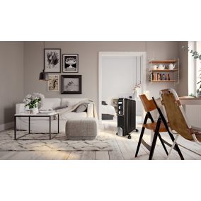 Radiateur à bain d'huile 2000 W, pour 20 m², noir, l.45 x P.24 x H.63 cm, Thomson Fifty THBDH09VN