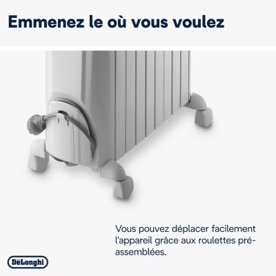 Radiateur à bain d'huile 2000 W, pour 24 m², blanc, l.44 x P.16 x H.65 cm, Delonghi Dragon 4 TRD40820