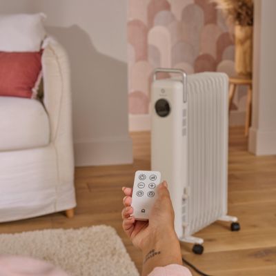 Radiateur à bain d'huile 2500 W, pour 25 m², blanc, l.41 x P.25 x H.67,5 cm, GoodHome Matouba