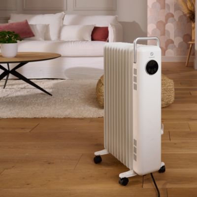 Radiateur à bain d'huile 2500 W, pour 25 m², blanc, l.41 x P.25 x H.67,5 cm, GoodHome Matouba