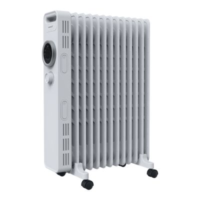 Radiateur à bain d'huile 2500 W, pour 25 m², blanc, l.45 x P.24 x H.64 cm, GoodHome Tekapo NY2513-24M