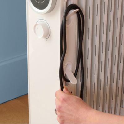 Radiateur à bain d'huile 2500 W, pour 25 m², blanc, l.45 x P.24 x H.64 cm, GoodHome Tekapo NY2513-24M