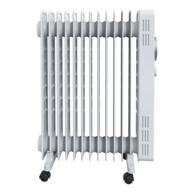 Radiateur à bain d'huile 2500 W, pour 25 m², blanc, l.45 x P.24 x H.64 cm, GoodHome Tekapo NY2513-24M